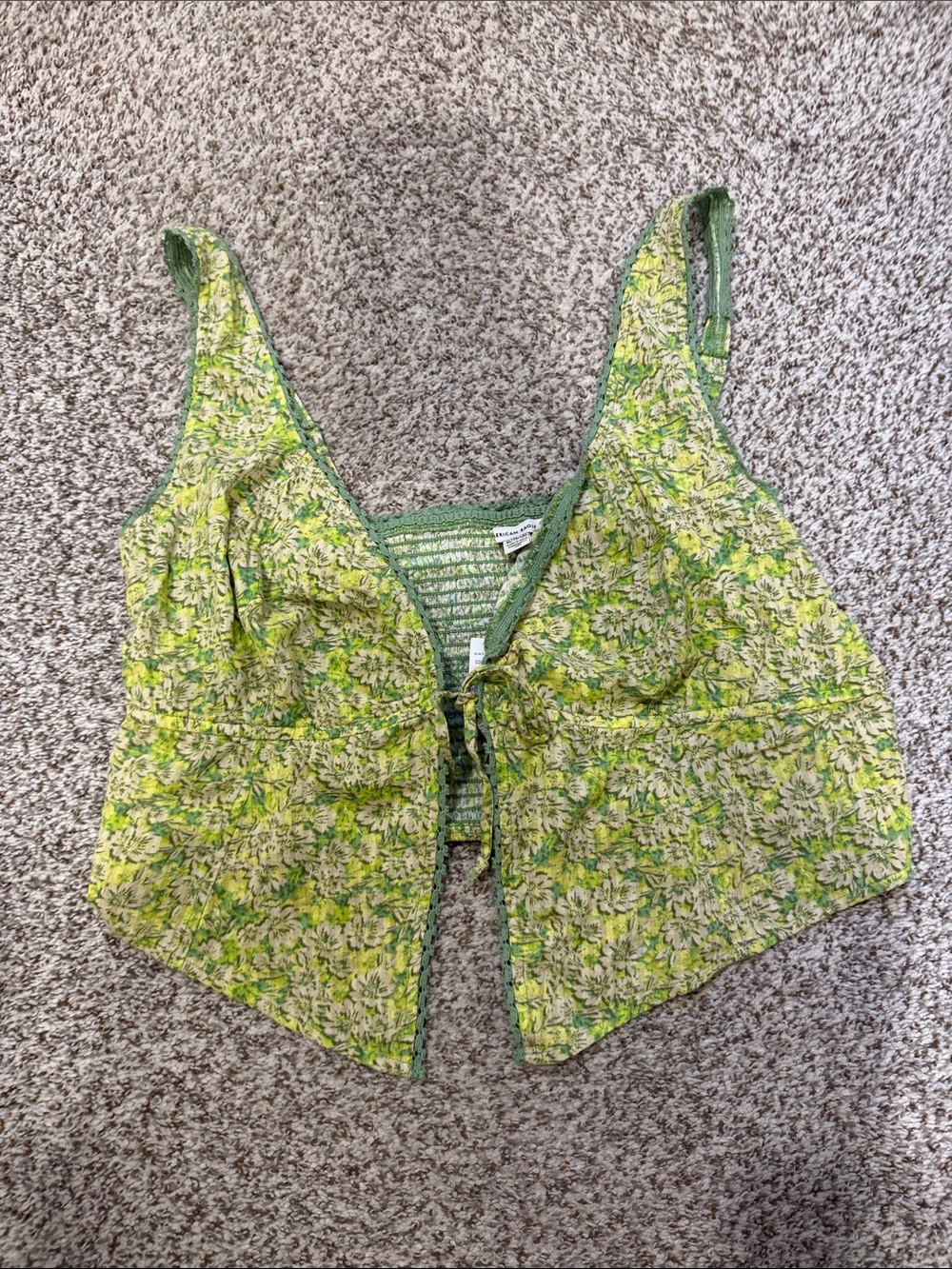 NWT American eagle green floral crop tank sz xl extra large